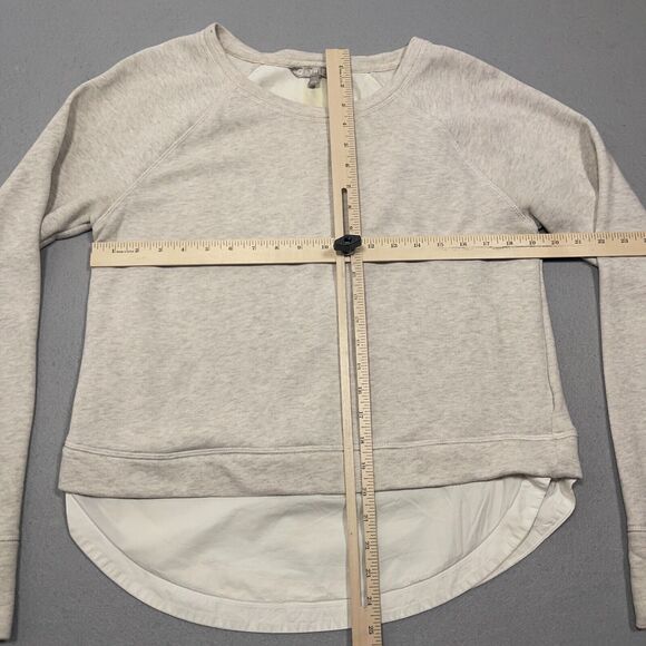 Athleta Roamer Sweatshirt Medium‎ Heathered Beige Oatmeal Zipper Back Layered - Picture 5 of 11